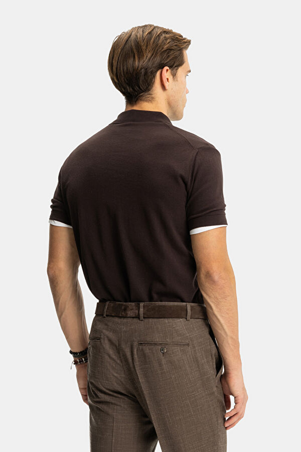 STANDART KALIP KAHVE POLO YAKA T-SHİRT 2