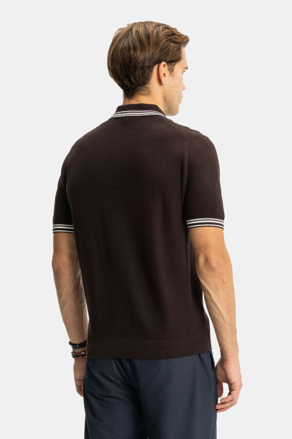 STANDART KALIP KAHVE POLO YAKA T-SHİRT 2