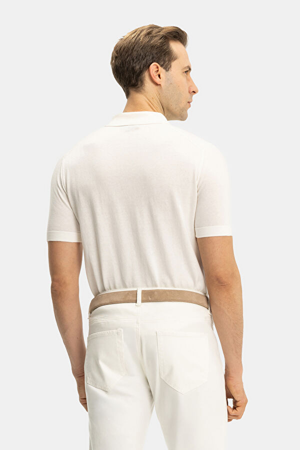 STANDART KALIP EKRU POLO YAKA T-SHİRT 2