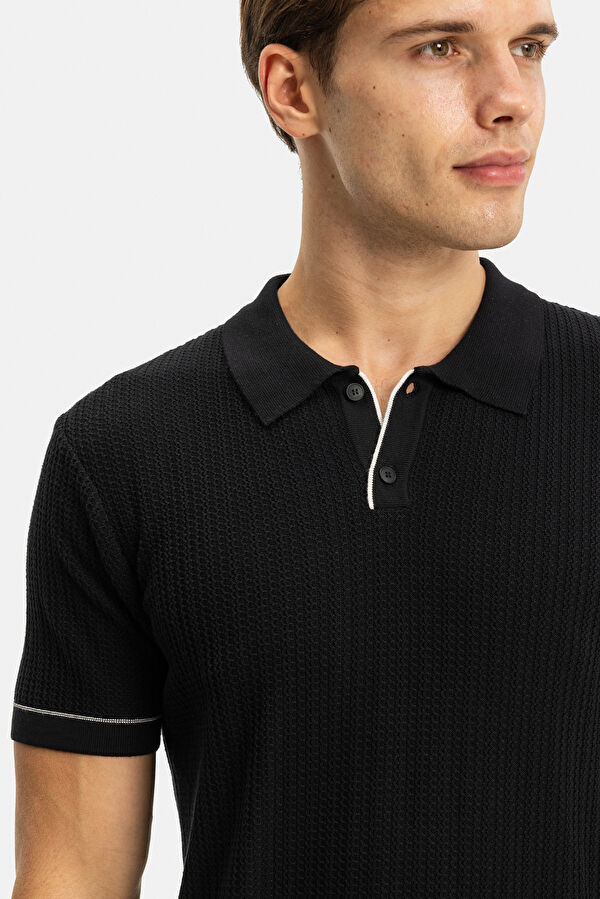 STANDART KALIP SİYAH POLO YAKA T-SHİRT 3