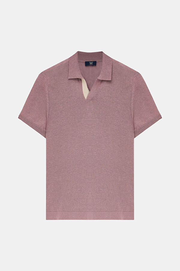 STANDART KALIP PEMBE POLO YAKA T-SHİRT 4