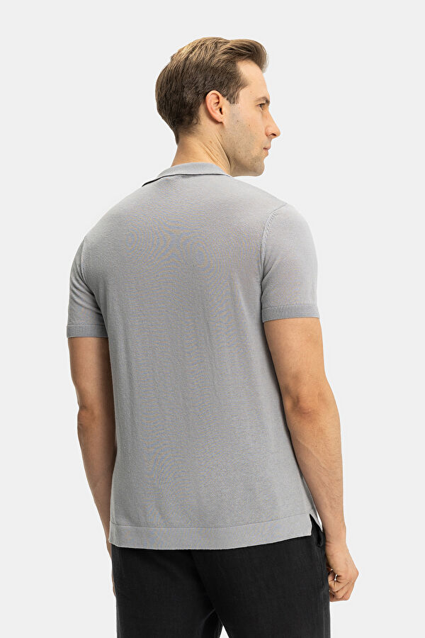 STANDART KALIP GRİ POLO YAKA T-SHİRT 2