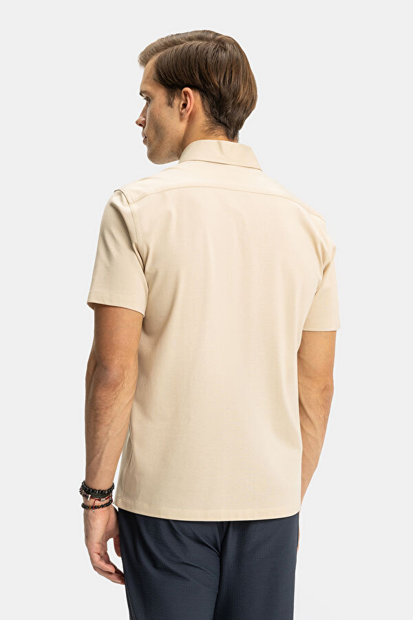 STANDART KALIP BEJ POLO YAKA T-SHİRT 2
