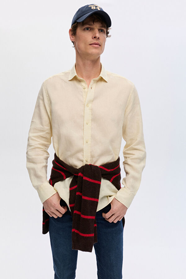 SARI UZUN KOLLU REGULAR GÖMLEK