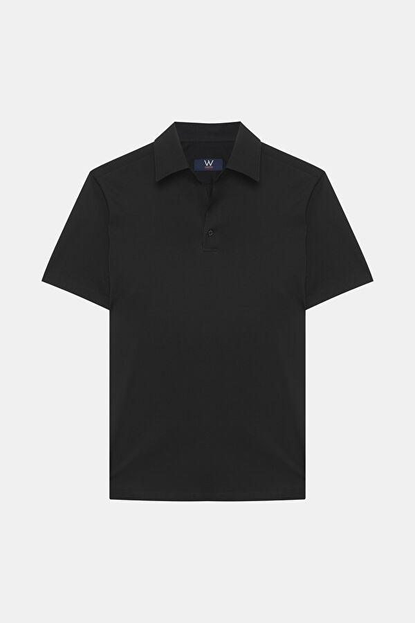 SİYAH KISA KOLLU POLO YAKA T-SHIRT