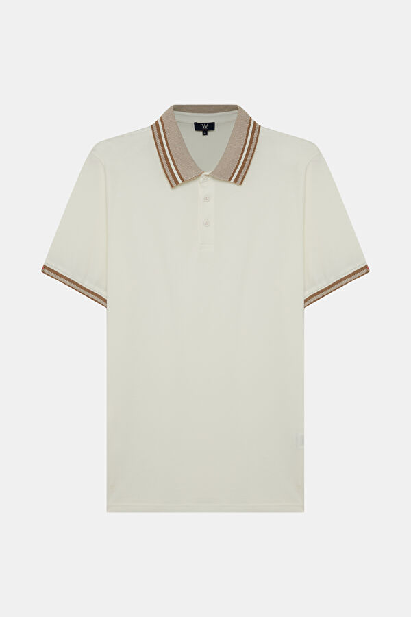 EKRU POLO YAKA T-SHİRT
