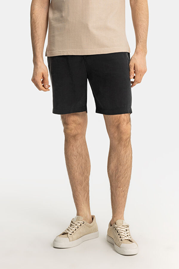 SİYAH VİSKOZ/POLYESTER BERMUDA 2