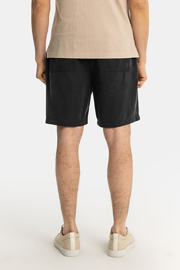 SİYAH VİSKOZ/POLYESTER BERMUDA 3
