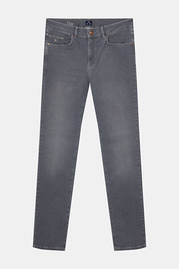 GRİ DAR PAÇA BEŞ CEP JEAN PANTOLON
