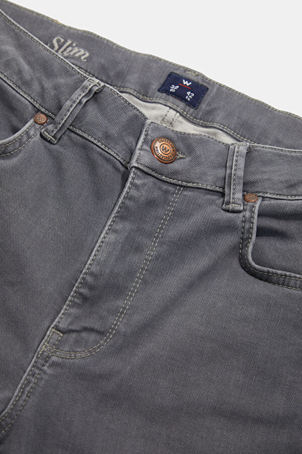 GRİ DAR PAÇA BEŞ CEP JEAN PANTOLON 3