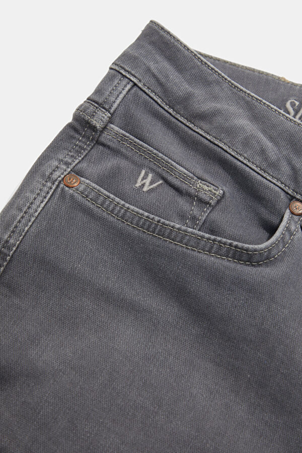 GRİ DAR PAÇA BEŞ CEP JEAN PANTOLON 4