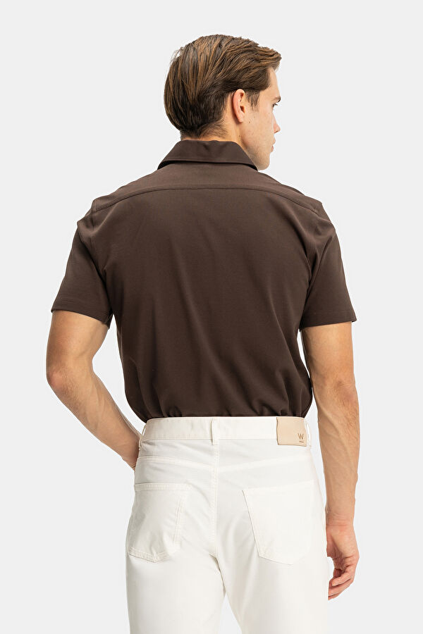 KAHVE KISA KOLLU POLO YAKA T-SHIRT 2