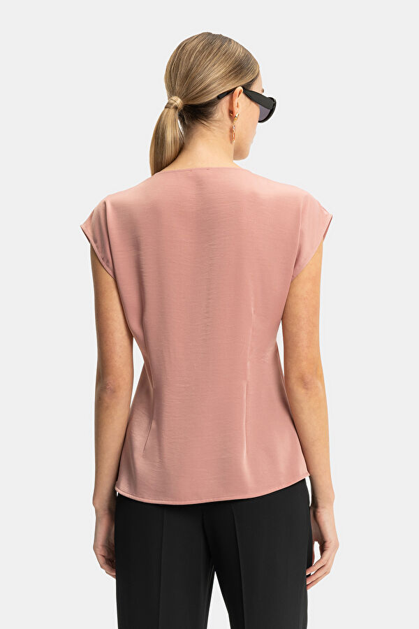 AÇIK PEMBE STANDART KALIP POLYESTER BLUZ 2