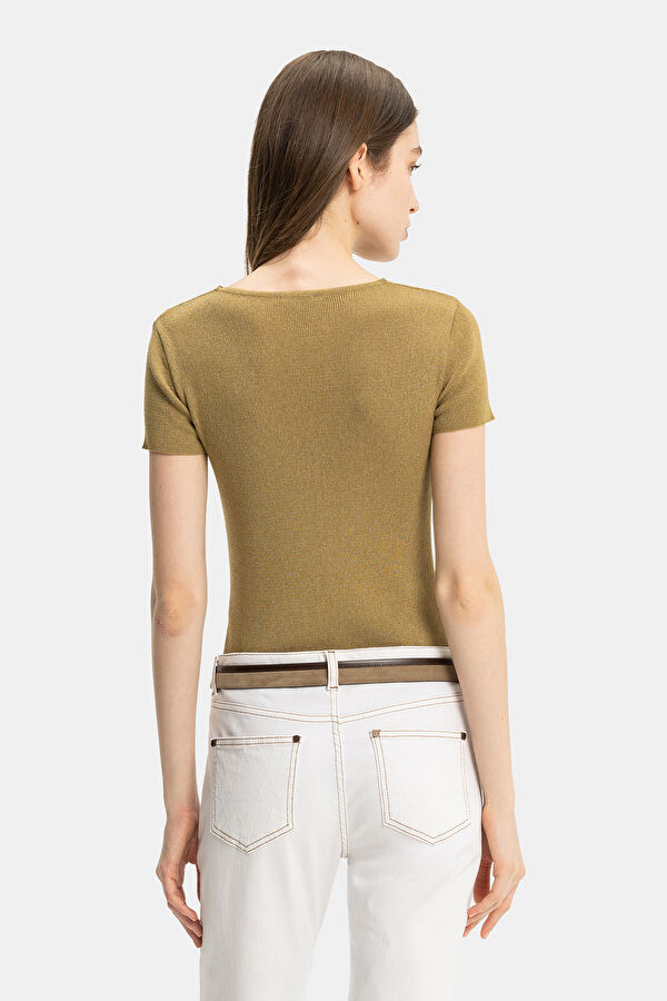 HAKİ STANDART KALIP VİSKOZ/POLYESTER BLUZ 2