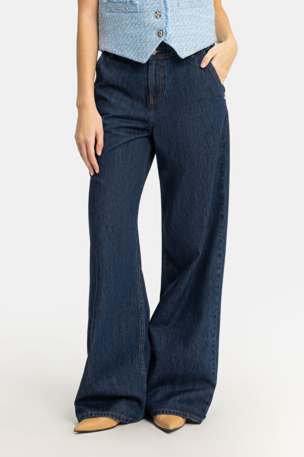 İNDİGO BOL PAÇA STANDART JEAN PANTOLON 2