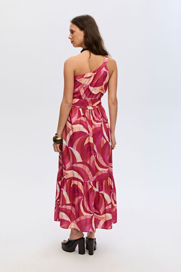 PEMBE DESENLİ MAXİ ELBİSE 2